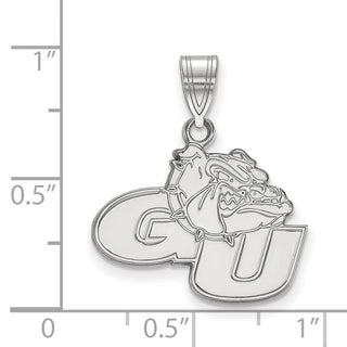 Sterling Silver Rhodium-plated LogoArt Gonzaga University G-U Bulldog Medium Pendant