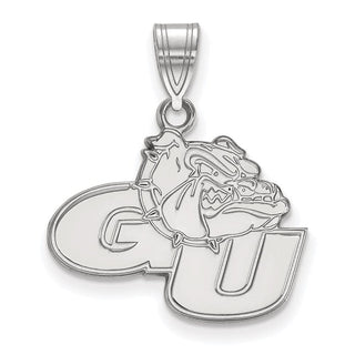 Sterling Silver Rhodium-plated LogoArt Gonzaga University G-U Bulldog Medium Pendant