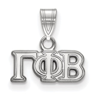 Sterling Silver Rhodium-plated LogoArt Gamma Phi Beta Sorority Greek Letters Small Pendant