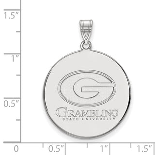Sterling Silver Rhodium-plated LogoArt Grambling State University Extra Large Disc Pendant