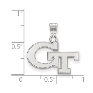 Sterling Silver Rhodium-plated LogoArt Georgia Institute of Technology G-T Small Pendant