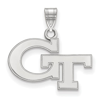 Sterling Silver Rhodium-plated LogoArt Georgia Institute of Technology G-T Small Pendant