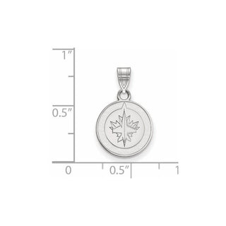 Sterling Silver Rhodium-plated NHL LogoArt Winnipeg Jets Small Pendant