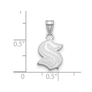 Sterling Silver Rhodium-plated NHL LogoArt Seattle Kraken Small Pendant