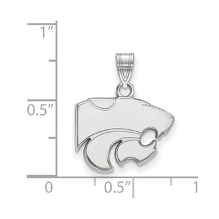 Sterling Silver Rhodium-plated LogoArt Kansas State University Wildcat Small Pendant