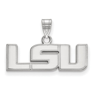 Sterling Silver Rhodium-plated LogoArt Louisiana State University L-S-U Small Pendant SS002LSU
