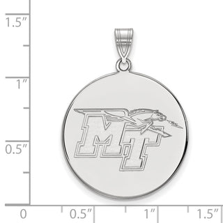 Sterling Silver Rhodium-plated LogoArt Middle Tennessee State University M-T Extra Large Disc Pendant