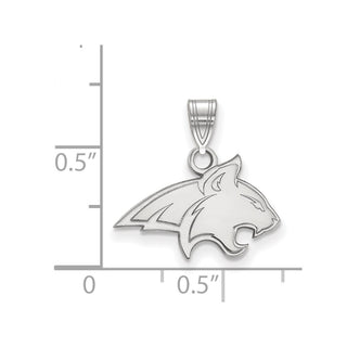Sterling Silver Rhodium-plated LogoArt Montana State University Bobcat Small Pendant