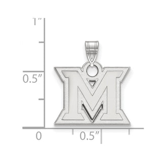 14k White Gold LogoArt Miami University Ohio Letter M Small Pendant