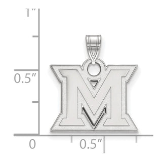 Sterling Silver Rhodium-plated LogoArt Miami University Ohio Letter M Small Pendant