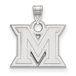 Sterling Silver Rhodium-plated LogoArt Miami University Ohio Letter M Small Pendant