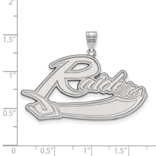 Sterling Silver Rhodium-plated LogoArt Mt Union College Raiders Extra Large Pendant
