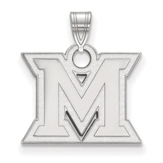 Sterling Silver Rhodium-plated LogoArt Miami University Ohio Letter M Small Pendant