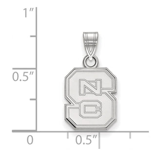 10k White Gold LogoArt North Carolina State University N-C-S Small Pendant