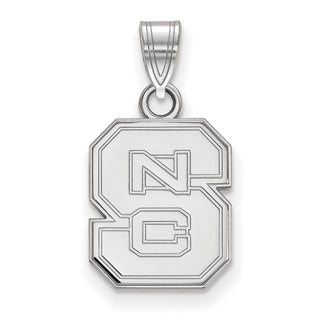 14k White Gold LogoArt North Carolina State University N-C-S Small Pendant
