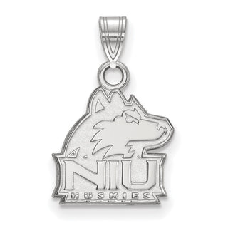 Sterling Silver Rhodium-plated LogoArt Northern Illinois University N-I-U Huskies Small Pendant