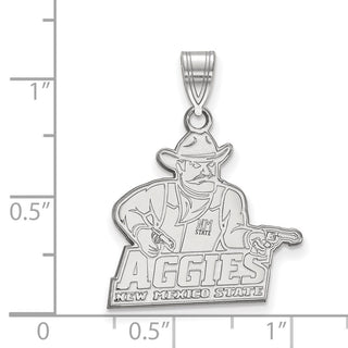 14k White Gold LogoArt New Mexico State University Aggies Large Pendant