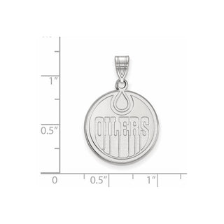 Sterling Silver Rhodium-plated NHL LogoArt Edmonton Oilers Large Pendant