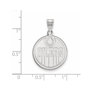 14k White Gold NHL LogoArt Edmonton Oilers Large Pendant