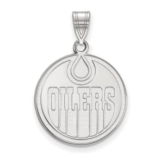14k White Gold NHL LogoArt Edmonton Oilers Large Pendant