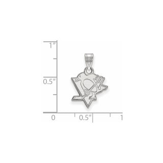 Sterling Silver Rhodium-plated NHL LogoArt Pittsburgh Penguins Small Pendant