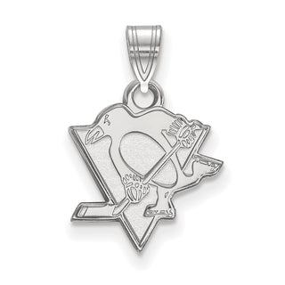 Sterling Silver Rhodium-plated NHL LogoArt Pittsburgh Penguins Small Pendant