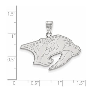Sterling Silver Rhodium-plated NHL LogoArt Nashville Predators Large Pendant