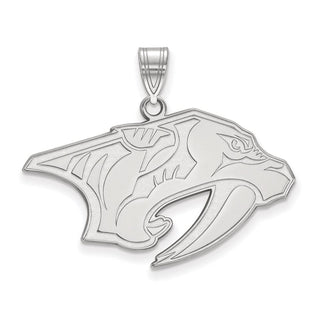 Sterling Silver Rhodium-plated NHL LogoArt Nashville Predators Large Pendant