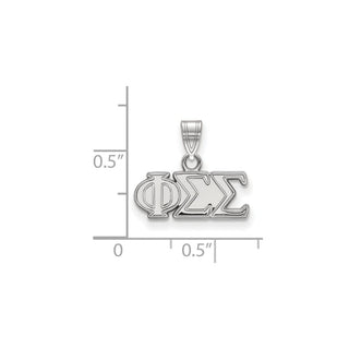 Sterling Silver Rhodium-plated LogoArt Phi Sigma Sigma Sorority Greek Letters Small Pendant