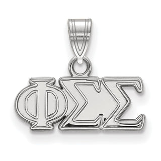 Sterling Silver Rhodium-plated LogoArt Phi Sigma Sigma Sorority Greek Letters Small Pendant