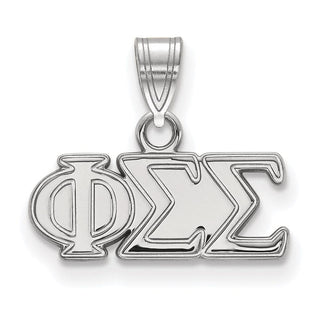 Sterling Silver Rhodium-plated LogoArt Phi Sigma Sigma Sorority Greek Letters Small Pendant