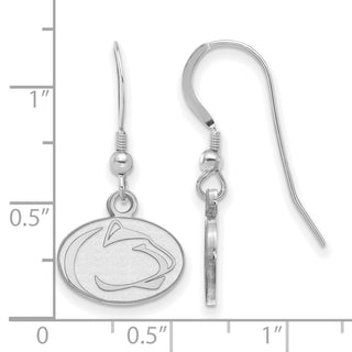 Sterling Silver Rhodium-plated LogoArt Penn State University Lion Extra Small Dangle Wire Earrings