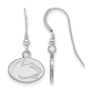 Sterling Silver Rhodium-plated LogoArt Penn State University Lion Extra Small Dangle Wire Earrings