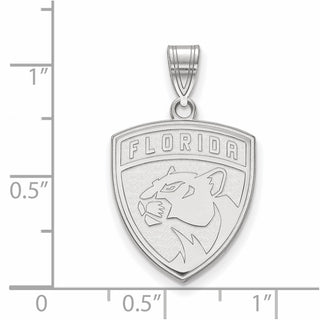 Sterling Silver Rhodium-plated NHL LogoArt Florida Panthers Large Pendant