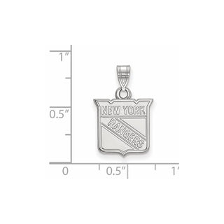 10k White Gold NHL LogoArt New York Rangers Small Pendant