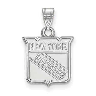 Sterling Silver Rhodium-plated NHL LogoArt New York Rangers Small Pendant