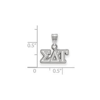 Sterling Silver Rhodium-plated LogoArt Sigma Delta Tau Sorority Greek Letters Small Pendant