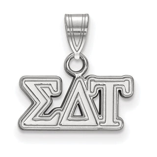 Sterling Silver Rhodium-plated LogoArt Sigma Delta Tau Sorority Greek Letters Small Pendant