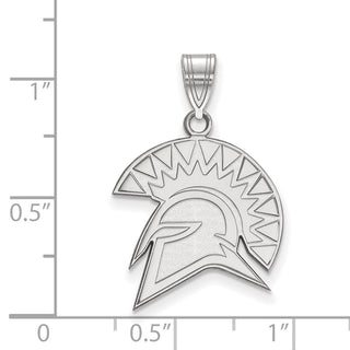 Sterling Silver Rhodium-plated LogoArt San Jose State University Spartan Large Pendant