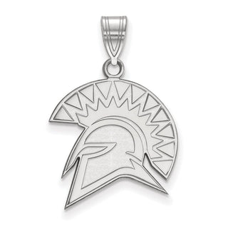 Sterling Silver Rhodium-plated LogoArt San Jose State University Spartan Large Pendant