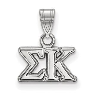 Sterling Silver Rhodium-plated LogoArt Sigma Kappa Sorority Greek Letters Small Pendant