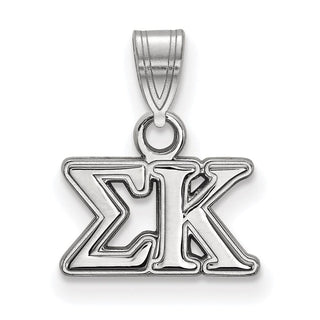 Sterling Silver Rhodium-plated LogoArt Sigma Kappa Sorority Greek Letters Small Pendant