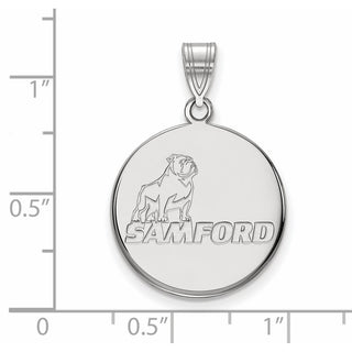 Sterling Silver Rhodium-plated LogoArt Samford University Large Disc Pendant