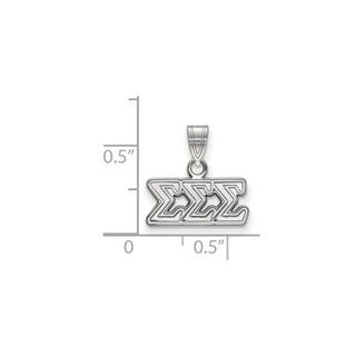 Sterling Silver Rhodium-plated LogoArt Sigma Sigma Sigma Sorority Greek Letters Small Pendant