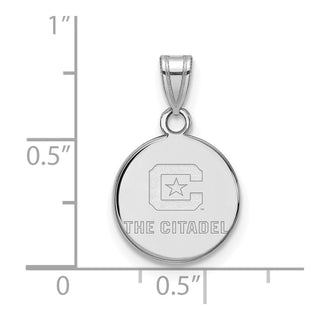 Sterling Silver Rhodium-plated LogoArt The Citadel Small Pendant SS002TCI