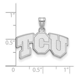 Sterling Silver Rhodium-plated LogoArt Texas Christian University T-C-U Small Pendant