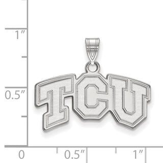 Sterling Silver Rhodium-plated LogoArt Texas Christian University T-C-U Small Pendant