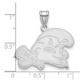 14k White Gold LogoArt Tulane University Large Pendant