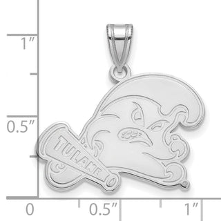 14k White Gold LogoArt Tulane University Large Pendant