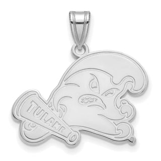 14k White Gold LogoArt Tulane University Large Pendant